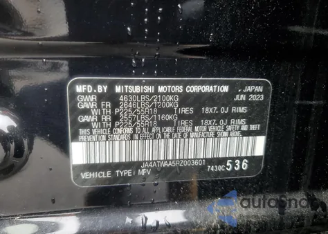 2024 Mitsubishi Eclipse Cross Se z USA, uszkodzony, nr VIN JA4ATWAA5RZ003601